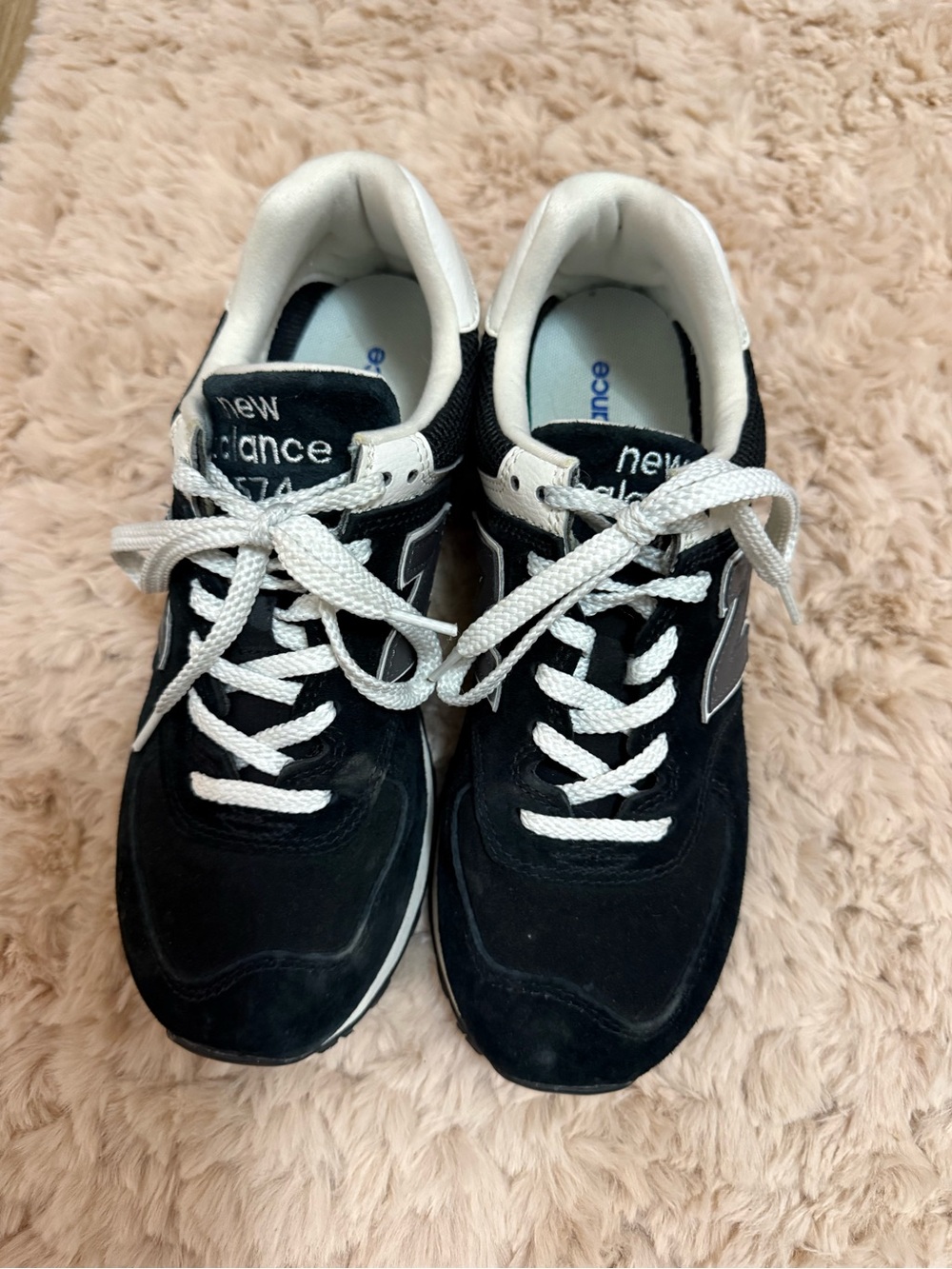 New Balance Black & White Classic 574 Sneakers